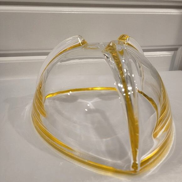 Art Deco German Crystal Bowl Volker Walther Home Decor Yellow Weighted Vintage - Picture 6 of 12